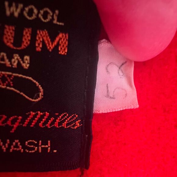 Vintage Skookum Letterman Red Virgin Wool Jacket Mens 52 Hunting Coat - Picture 3 of 12